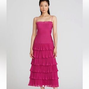 AMUR Fuchsia Tiered Midi Dress